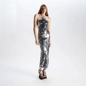 New Arrivals Blanca Dress in Discoteca Silver Size FR 34 US 0 XXS NEW NWT
